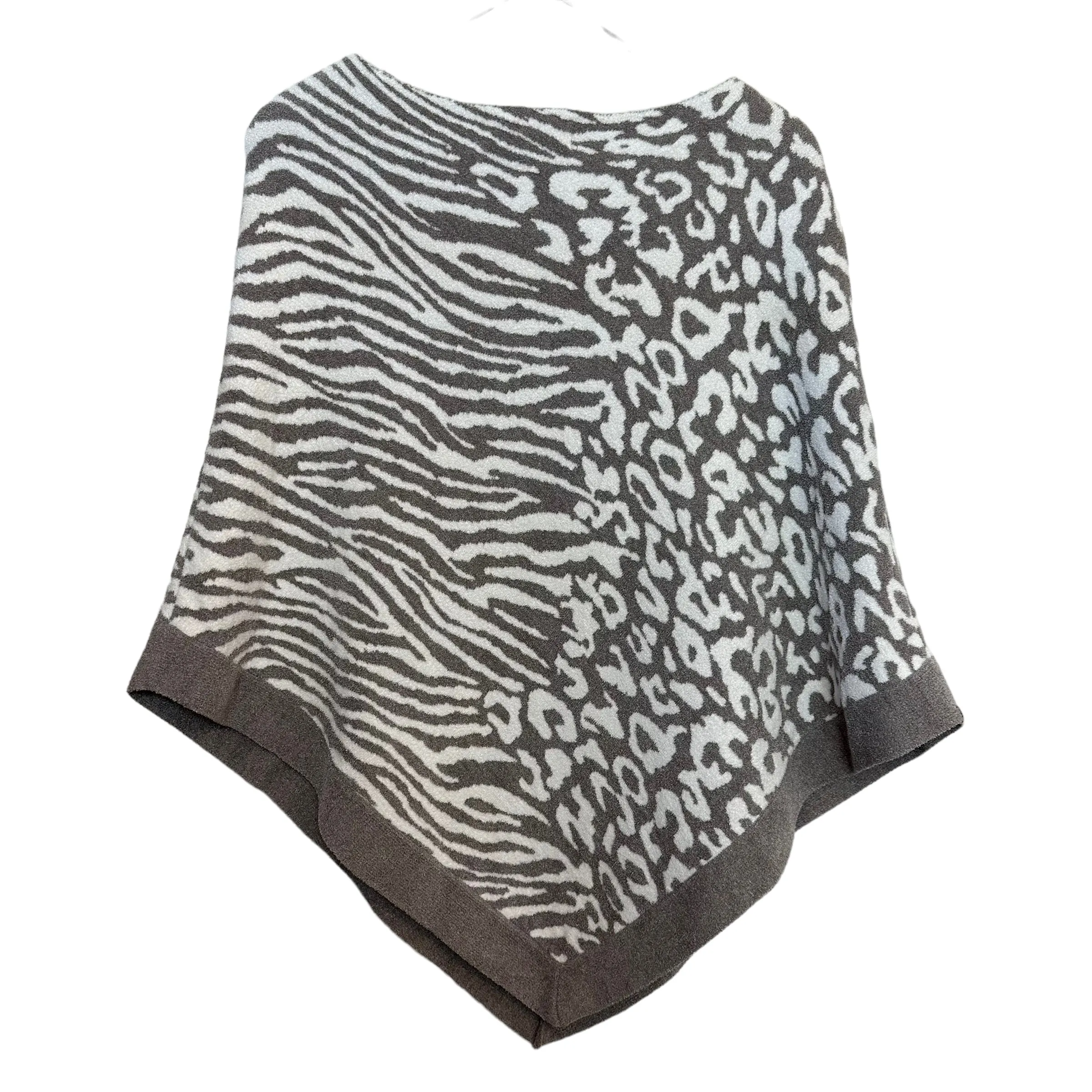 Barefoot Dreams Cozy Chic Ultra Lite Ocean Breeze Poncho Animal Print Gray OS