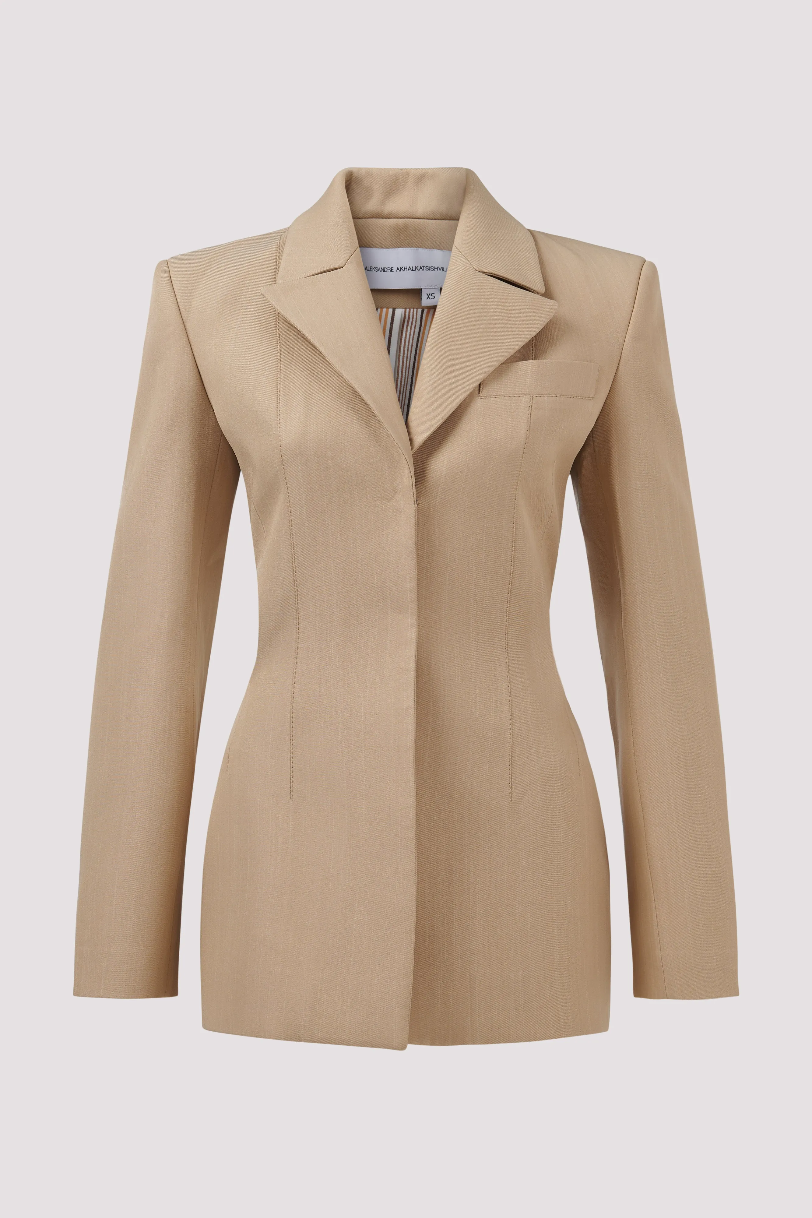 Beige Waist Cut-Out Blazer