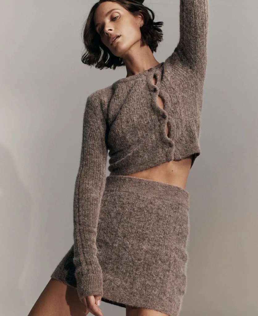 CABLE KNIT WOOL CARDIGAN
