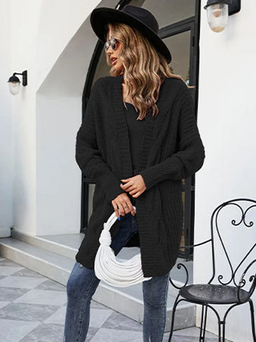 Chicmy-European and American casual women's clothing Loose And Cozy V Neck Cable Knit Sweater