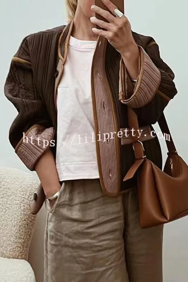 Contrast Pocket Button Long-sleeved Cotton Coat