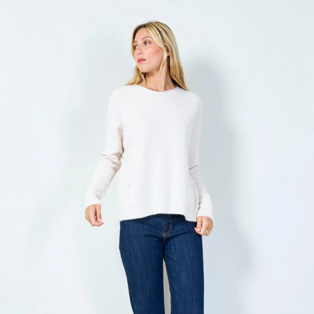 Cozy pocketed knit sweater wholesale