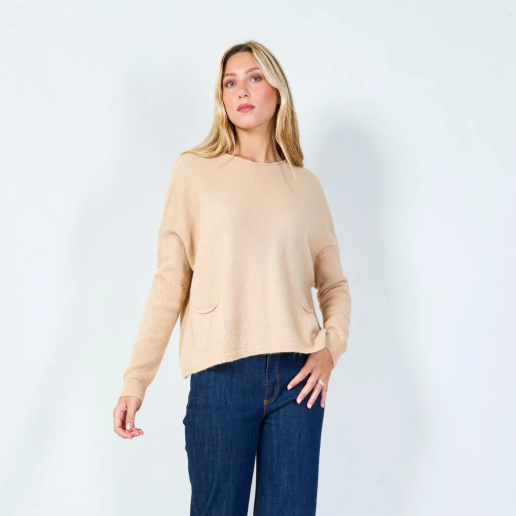 Cozy pocketed knit sweater wholesale