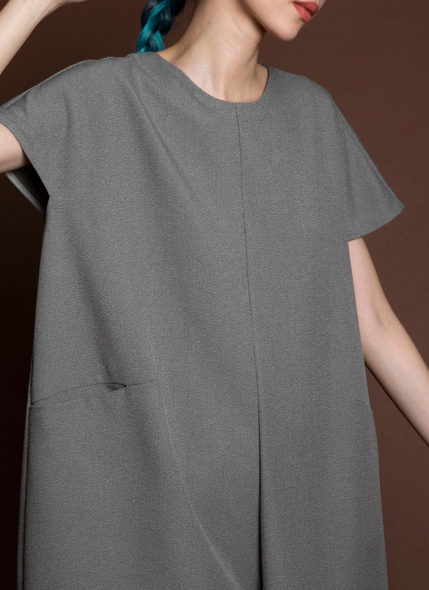 Dahlia Pleatstay Pocket Onesie - Sage Green/Grey