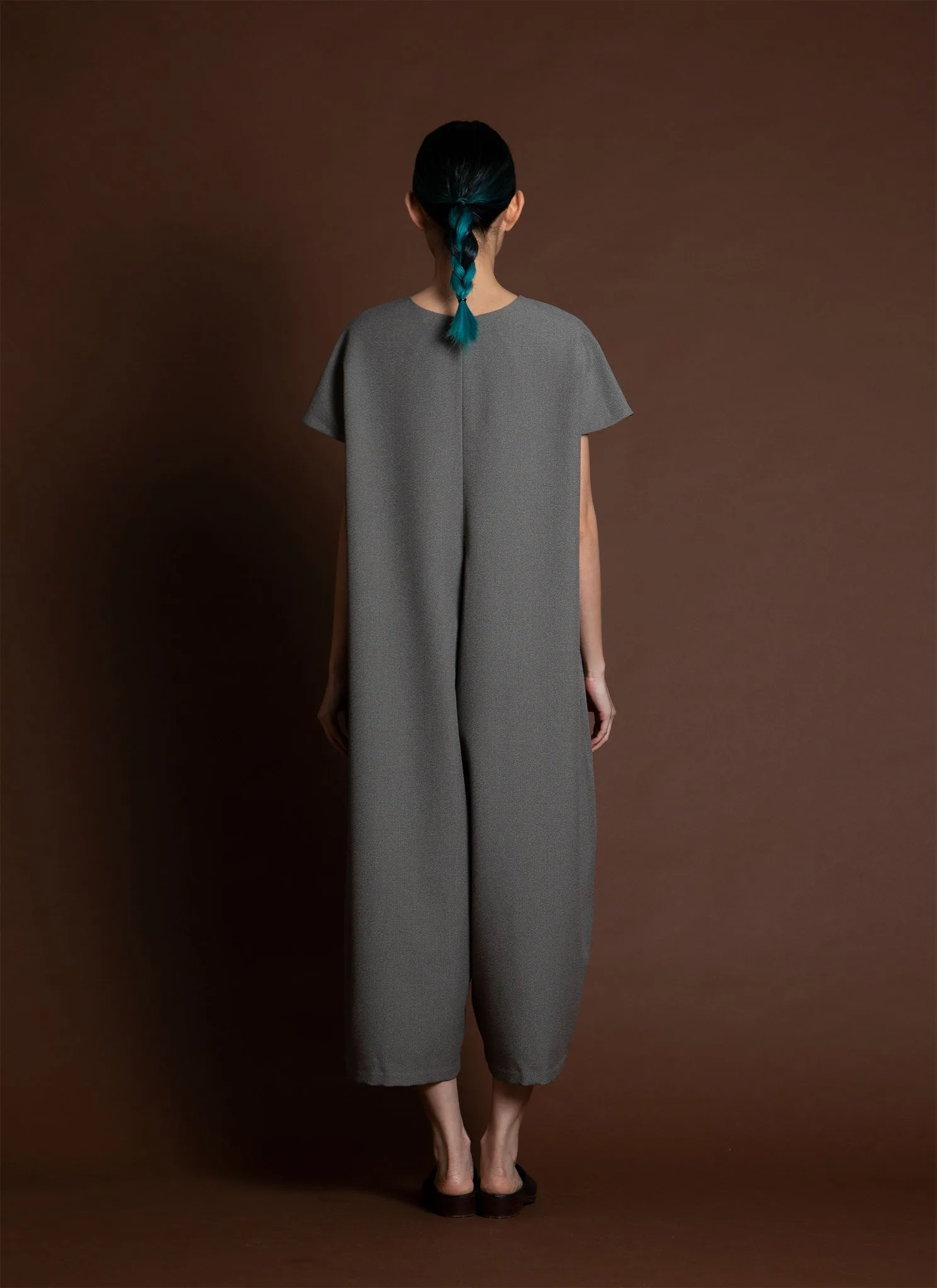 Dahlia Pleatstay Pocket Onesie - Sage Green/Grey
