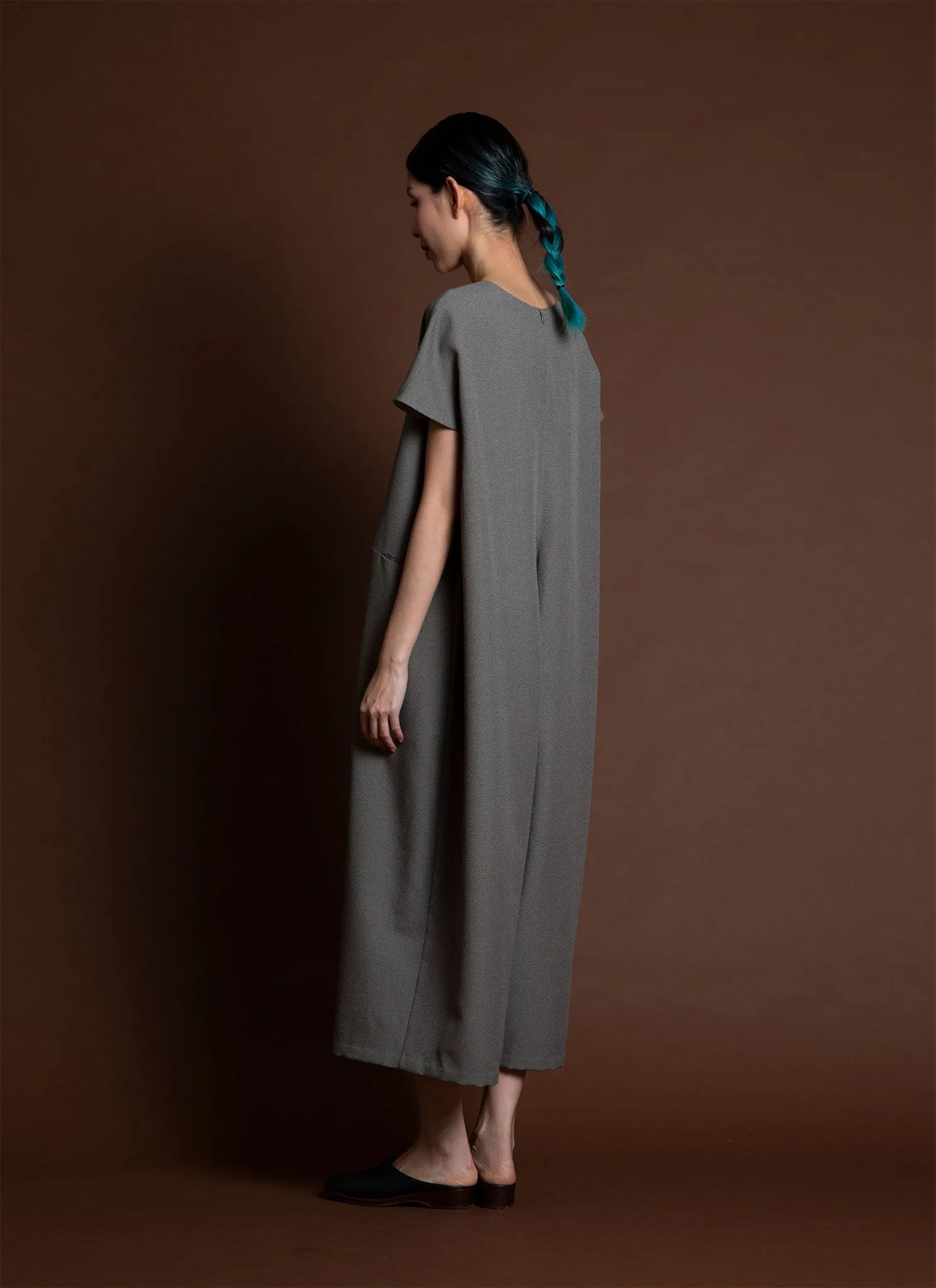 Dahlia Pleatstay Pocket Onesie - Sage Green/Grey