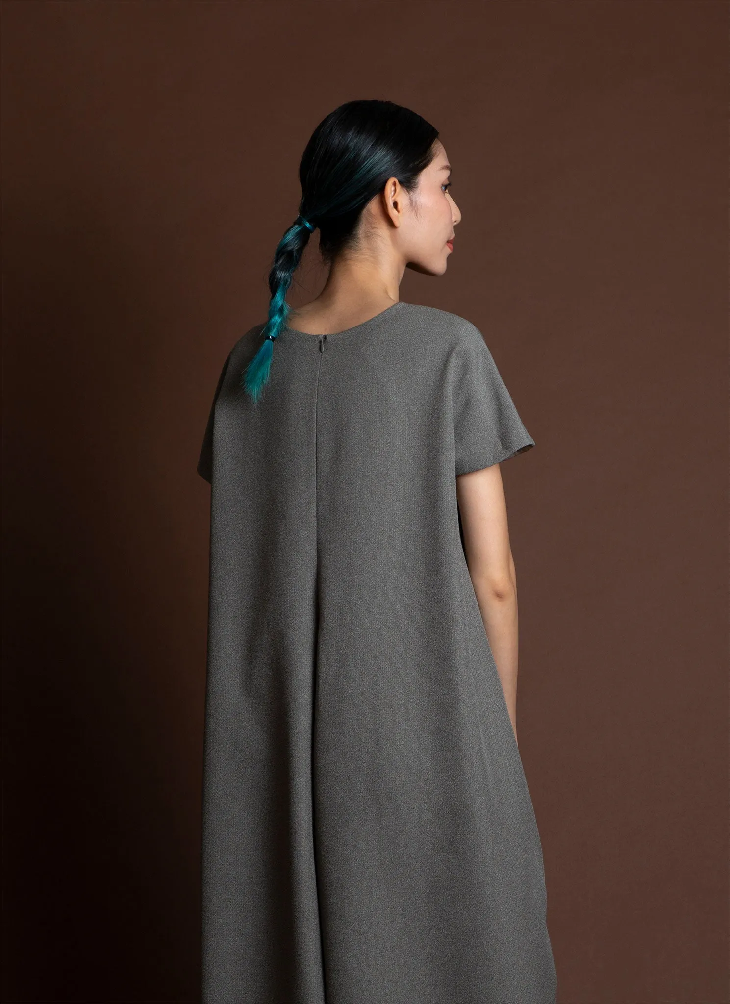 Dahlia Pleatstay Pocket Onesie - Sage Green/Grey