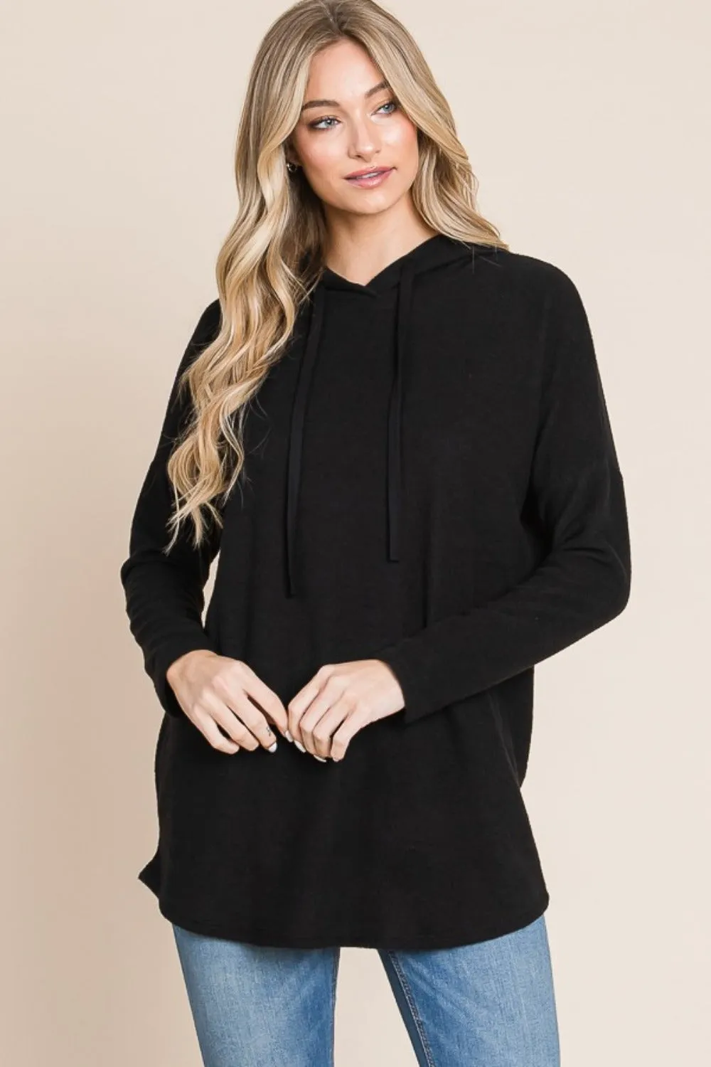 Drop Shoulder Knit Hoodie
