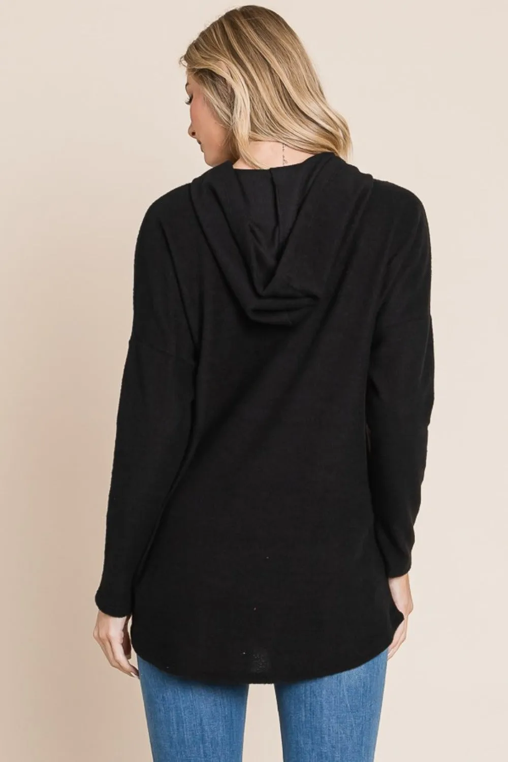 Drop Shoulder Knit Hoodie