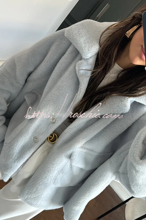 Fashion Lapel Long Sleeve Loose Furry Coat