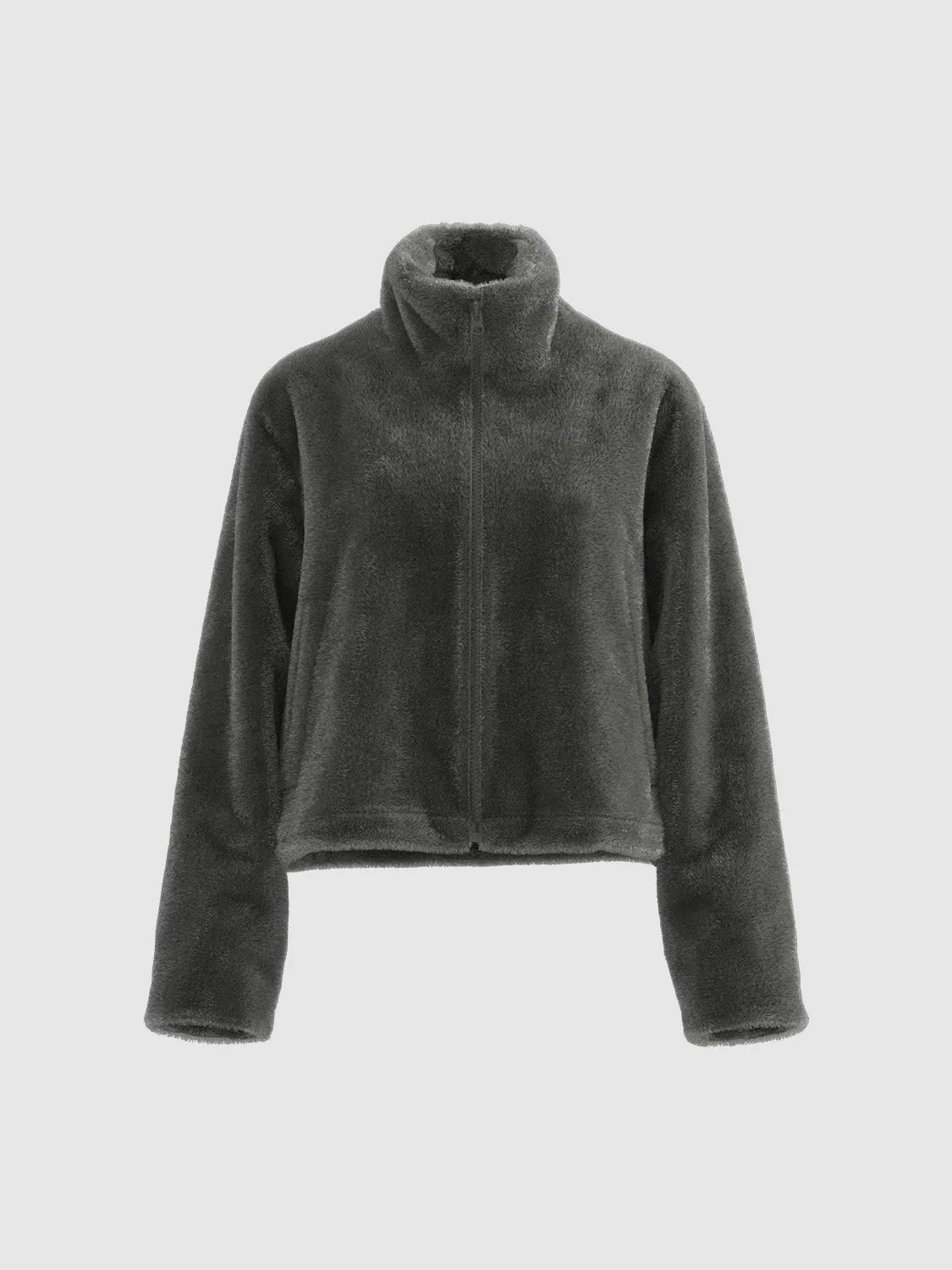Fluffy High Collar Loose Jackets