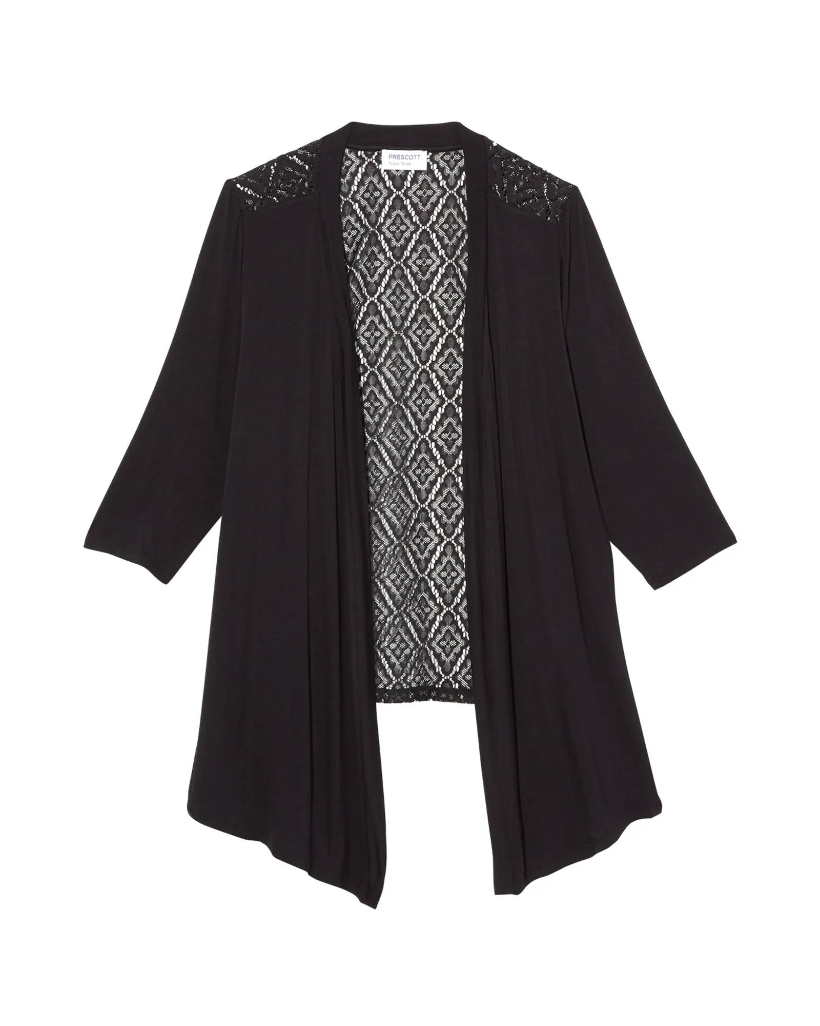 Helen 3/4 Sleeve Pointelle Back Cardigan | Black