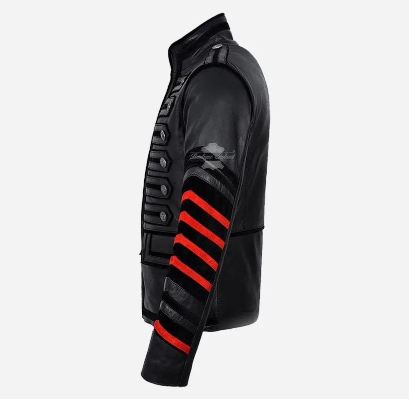 HUSSAR Leather Parade Jacket For Mens Black Studded Leather Jacket
