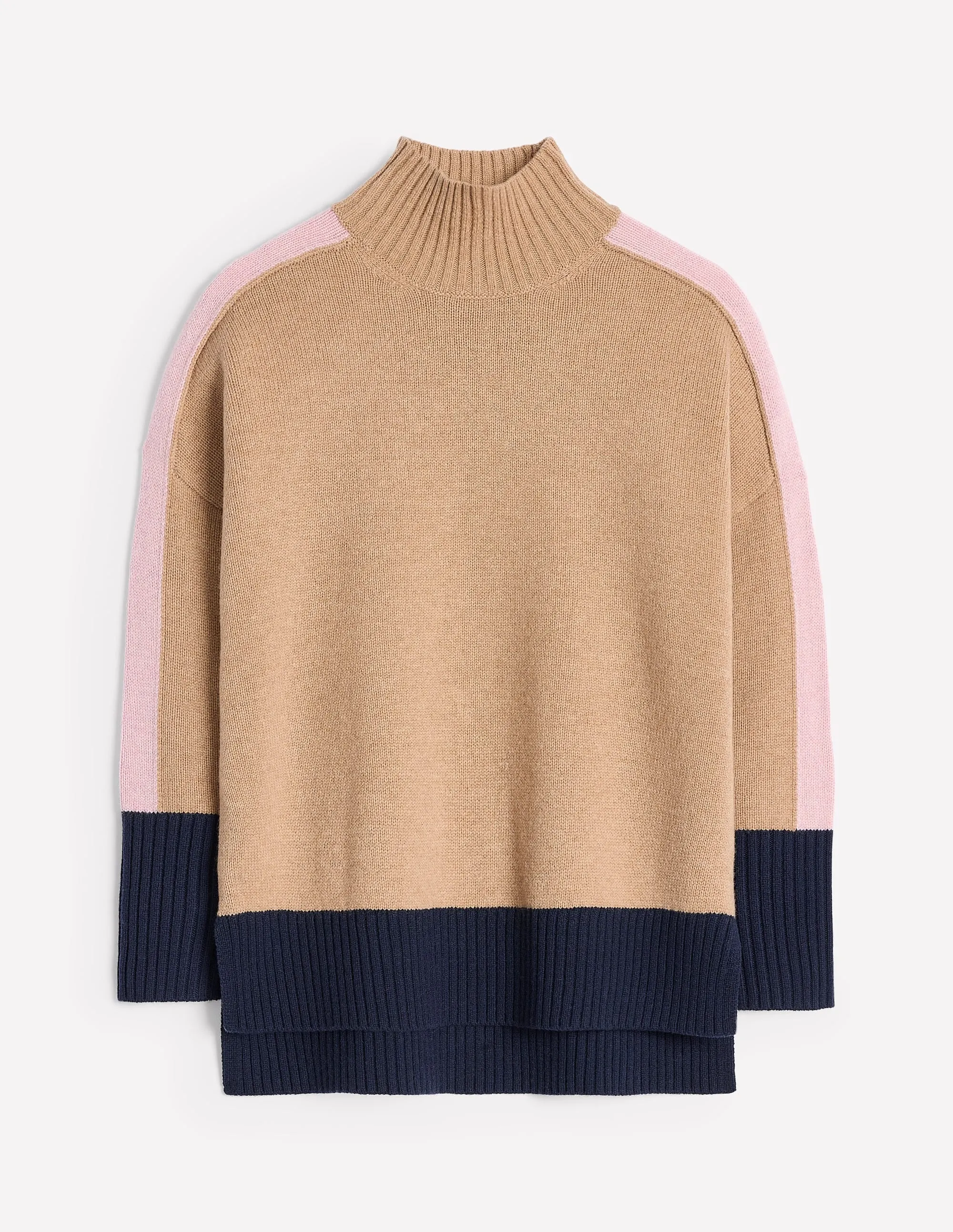 Jessica Oversized Jumper-Camel Melange, Colour Block