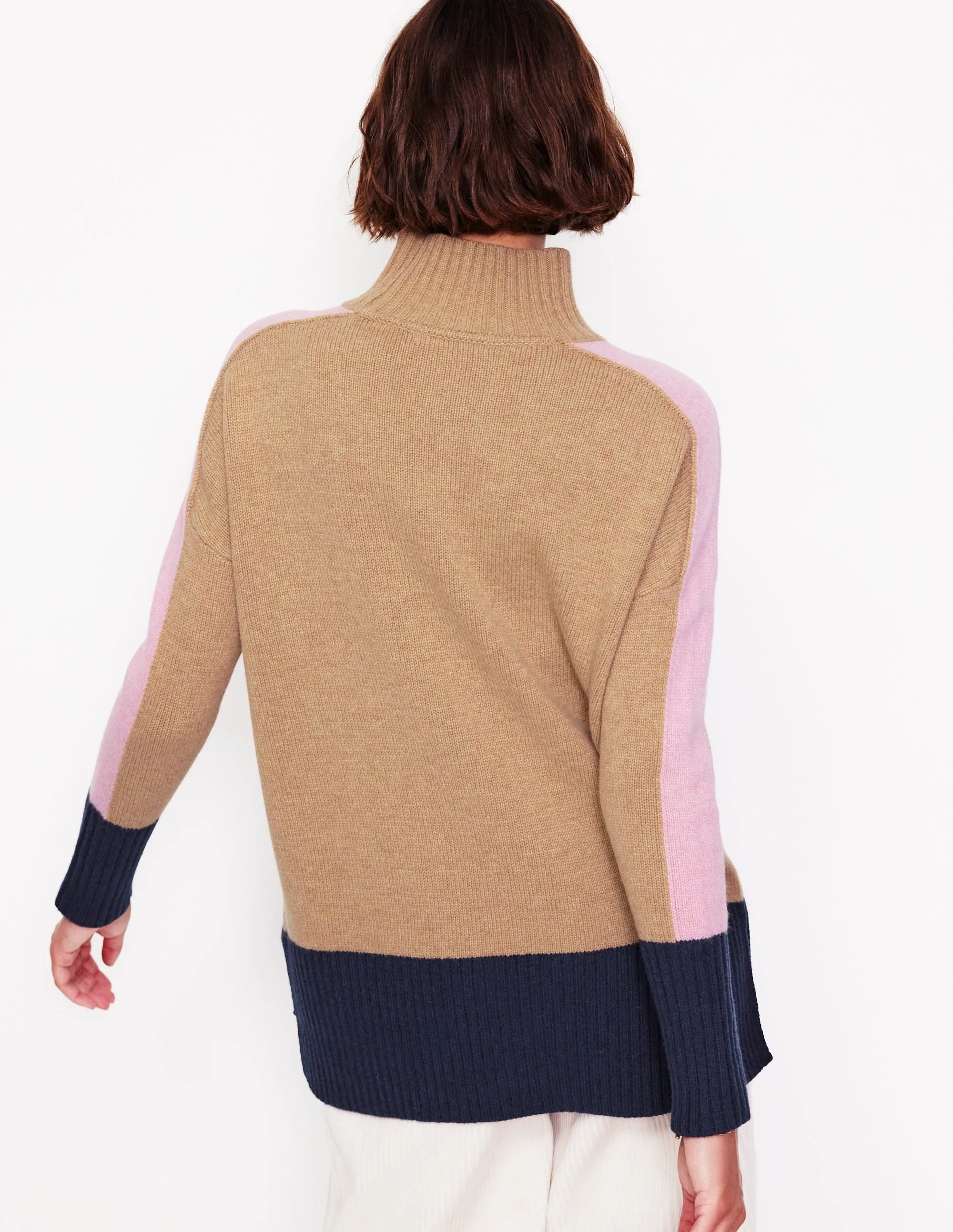 Jessica Oversized Jumper-Camel Melange, Colour Block
