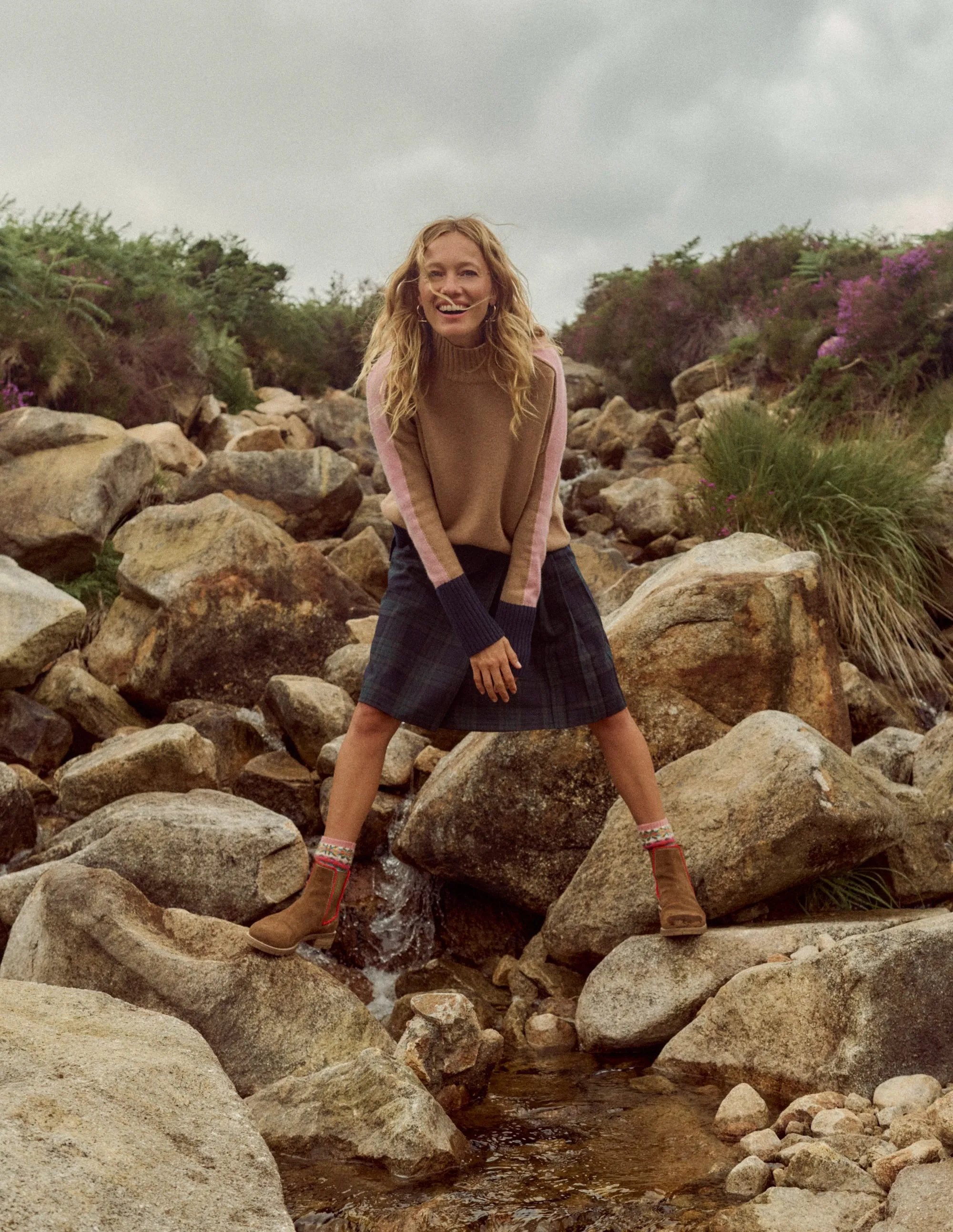 Jessica Oversized Jumper-Camel Melange, Colour Block