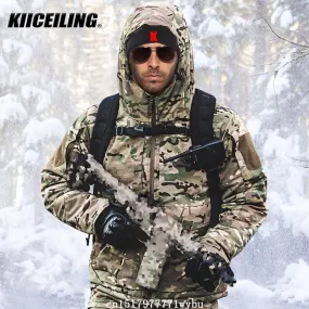 KIICEILING Polar Winter Warm Waterproof Windbreakers Military Tactical Hunting Camping