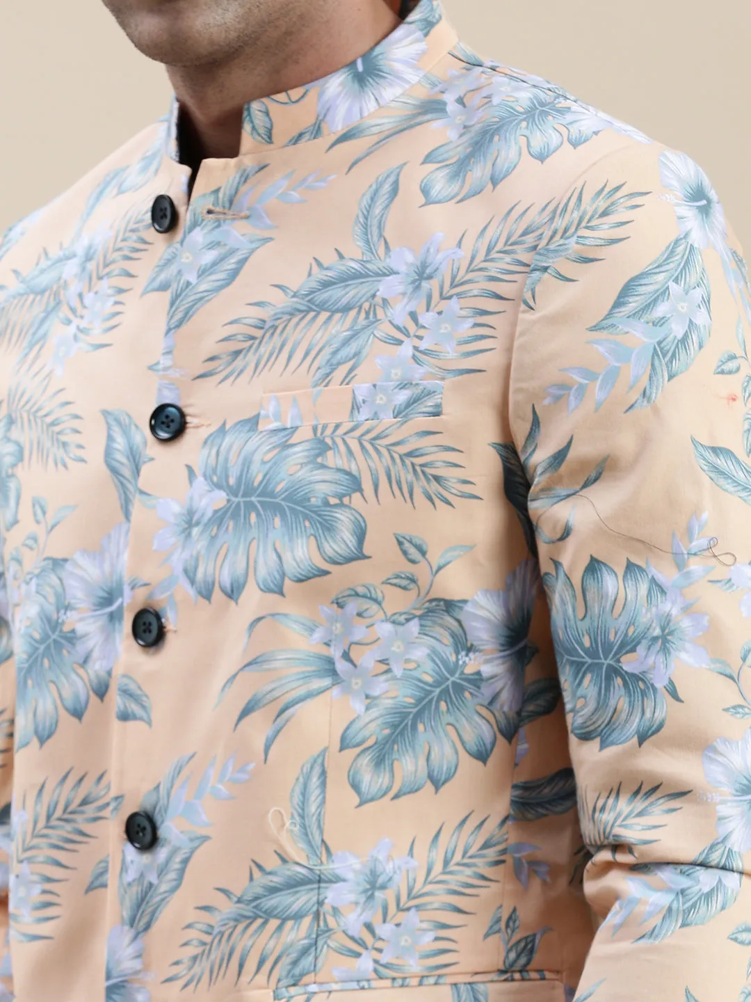 Men Coral Printed Casual Blazer