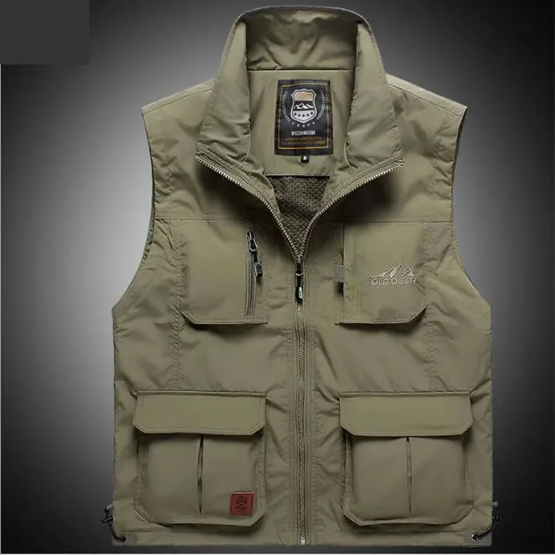 Men Quick Dry Multi-Pocket Fishing Hiking Travel Thin Vest Jacket Outdoor Mountaineering Drift Advertising Photography Chalecos