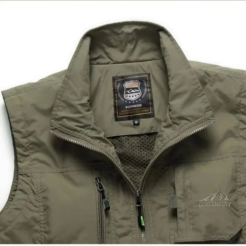 Men Quick Dry Multi-Pocket Fishing Hiking Travel Thin Vest Jacket Outdoor Mountaineering Drift Advertising Photography Chalecos
