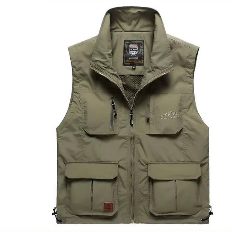 Men Quick Dry Multi-Pocket Fishing Hiking Travel Thin Vest Jacket Outdoor Mountaineering Drift Advertising Photography Chalecos