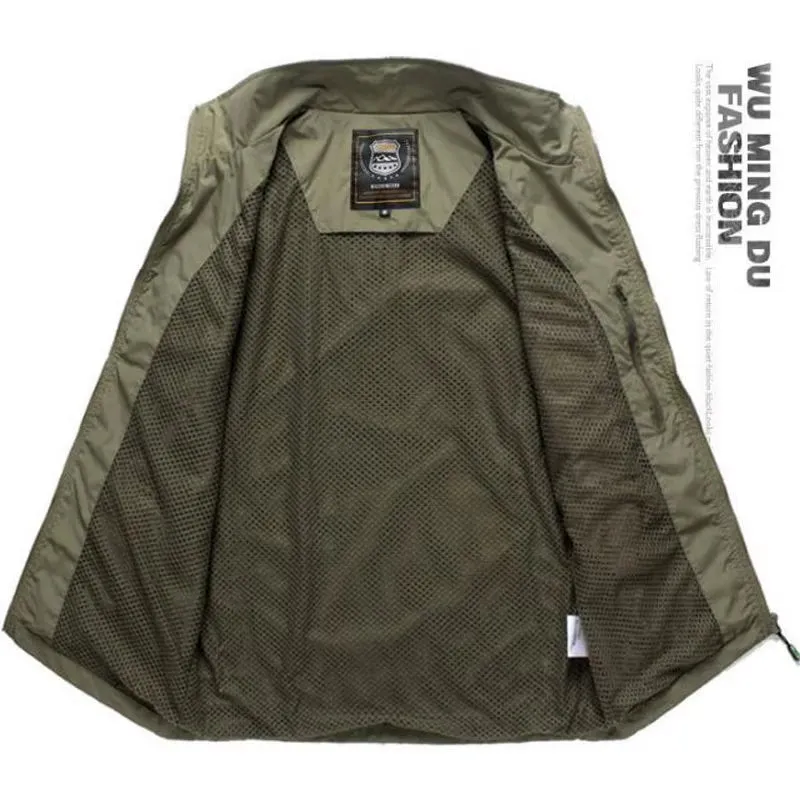 Men Quick Dry Multi-Pocket Fishing Hiking Travel Thin Vest Jacket Outdoor Mountaineering Drift Advertising Photography Chalecos