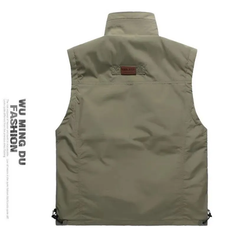 Men Quick Dry Multi-Pocket Fishing Hiking Travel Thin Vest Jacket Outdoor Mountaineering Drift Advertising Photography Chalecos