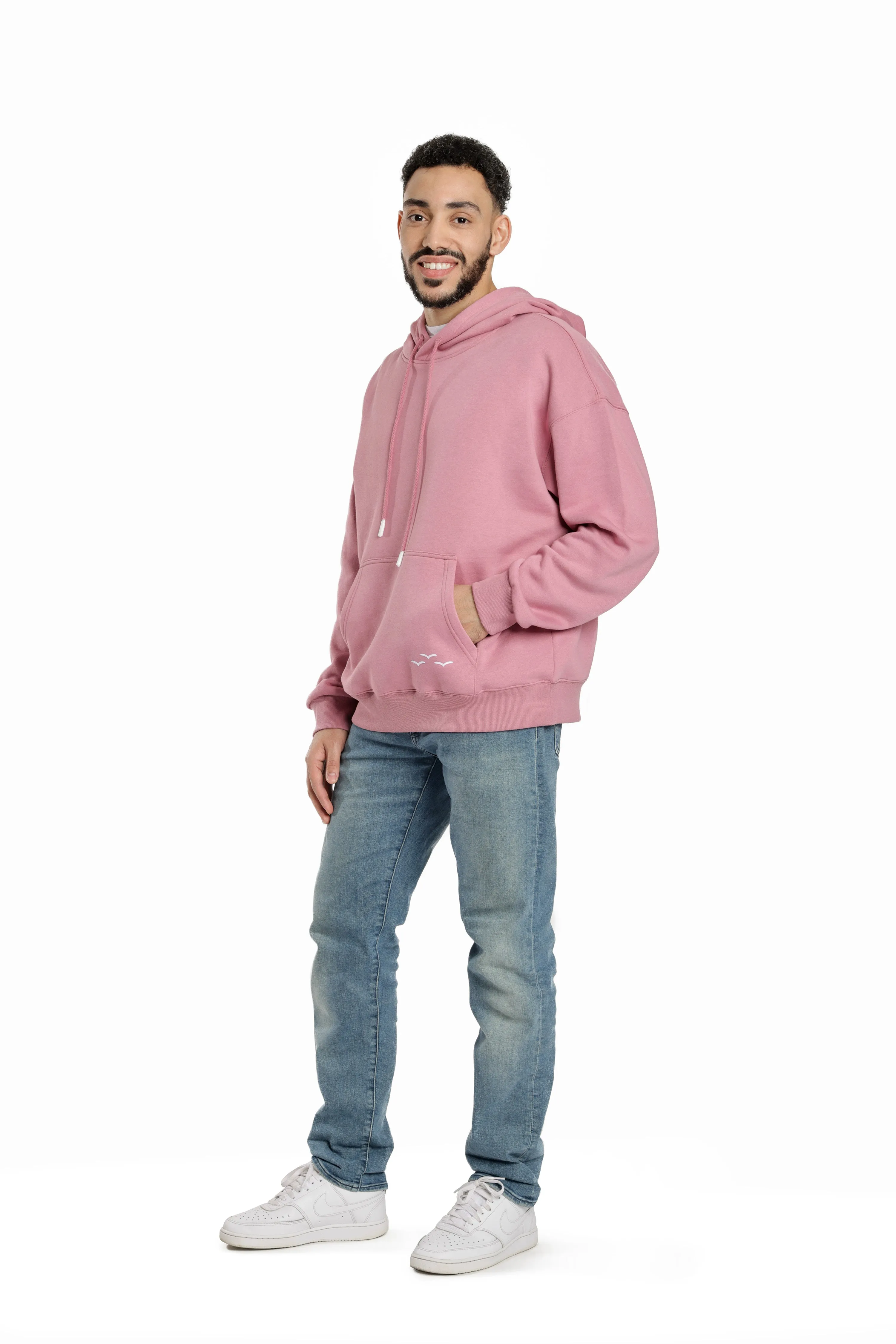 Men's relaxed fit hoodie in orchid pink