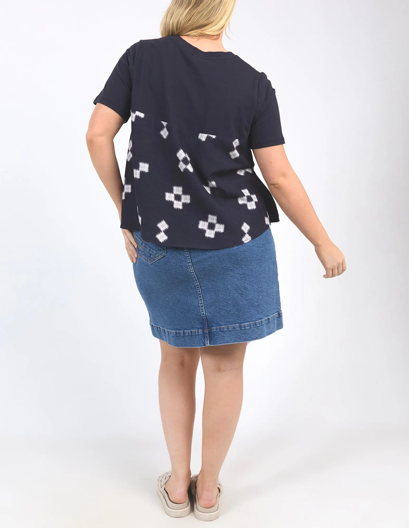 Positano Top Navy Print