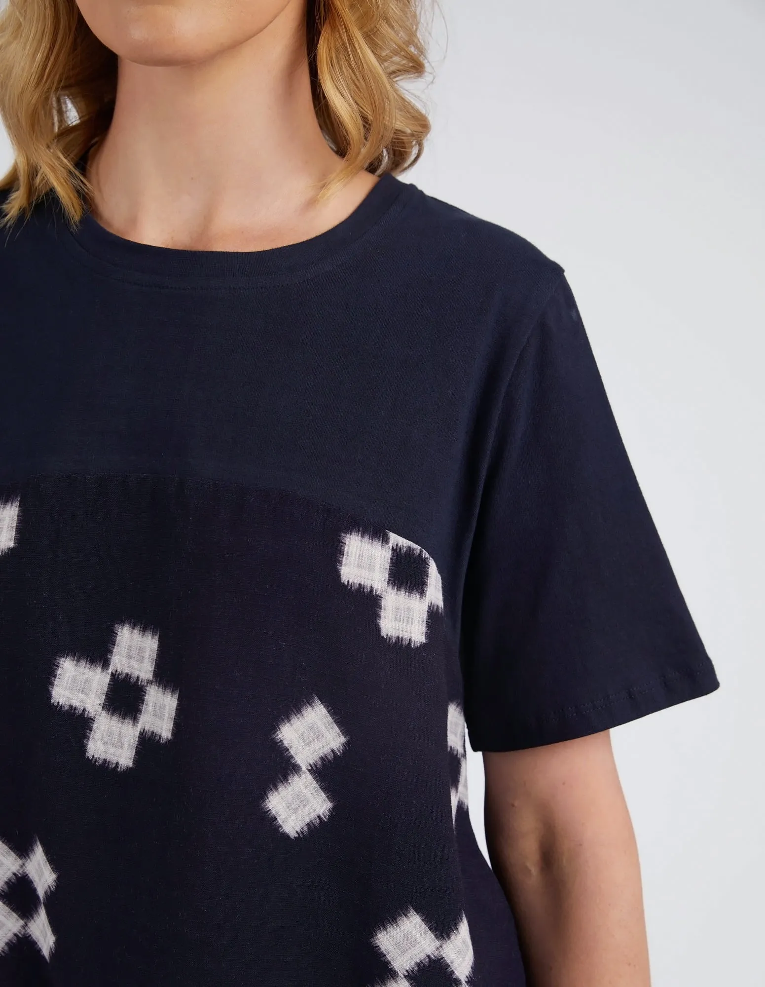 Positano Top Navy Print
