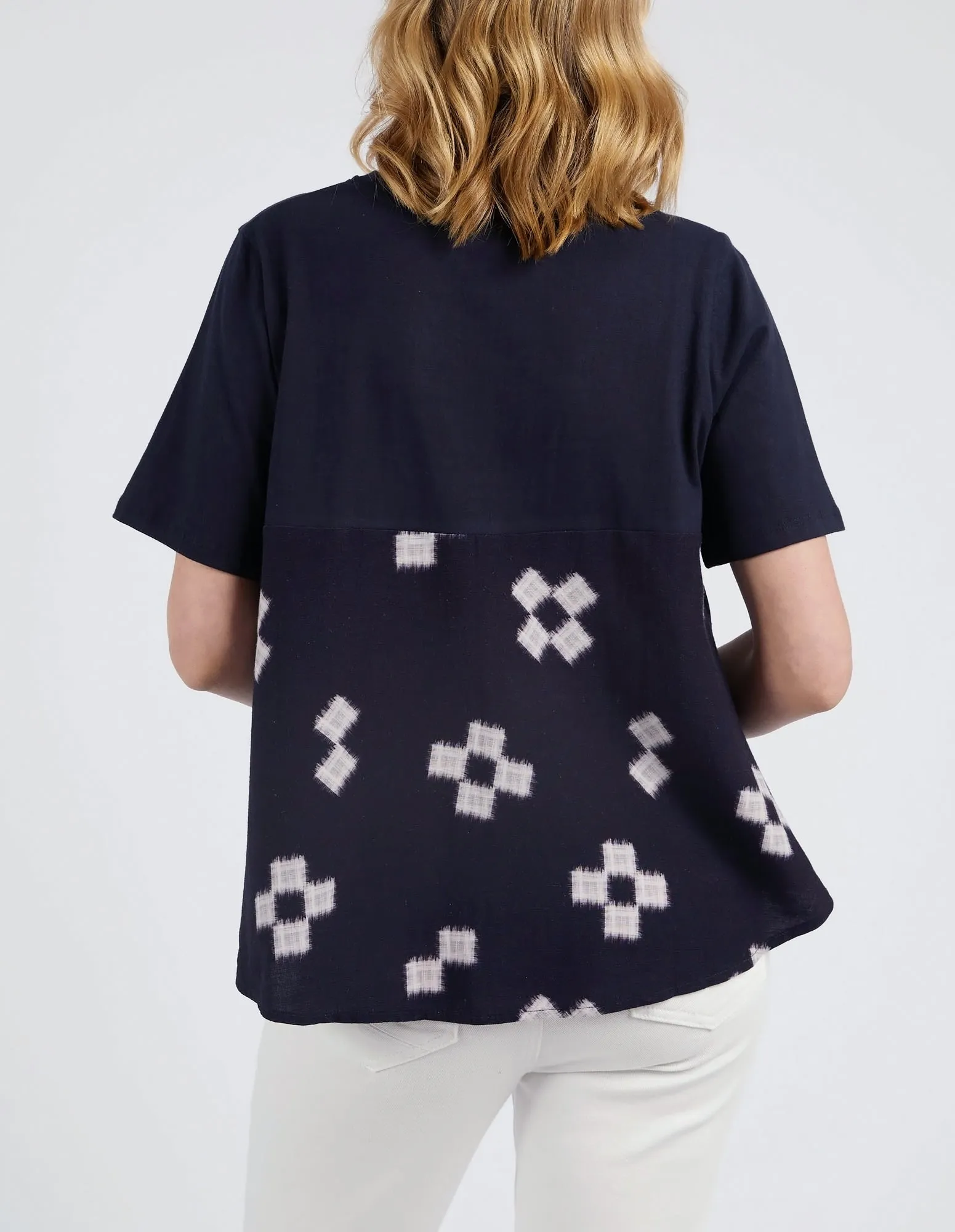 Positano Top Navy Print