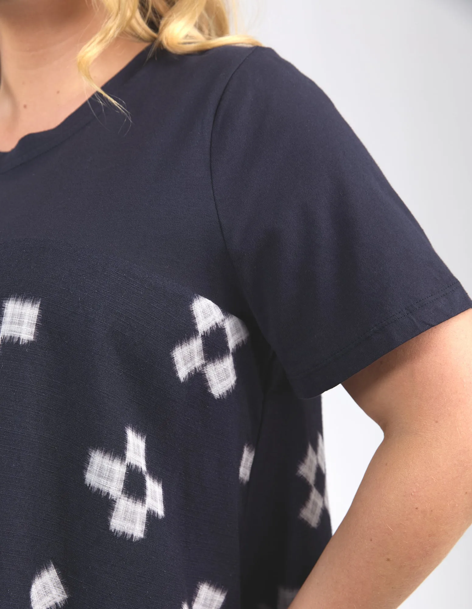 Positano Top Navy Print