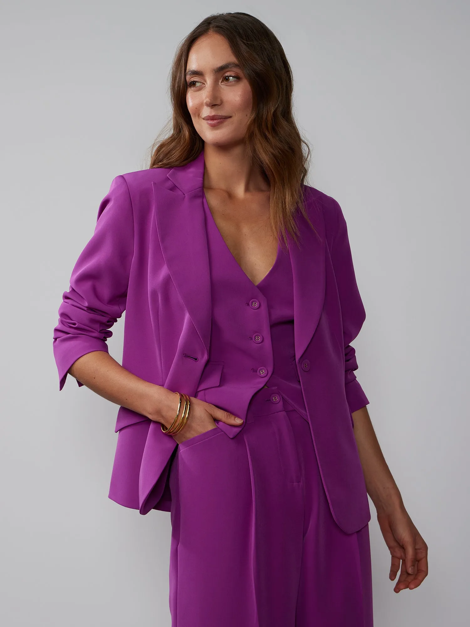 Single-Button Peak-Lapel Blazer