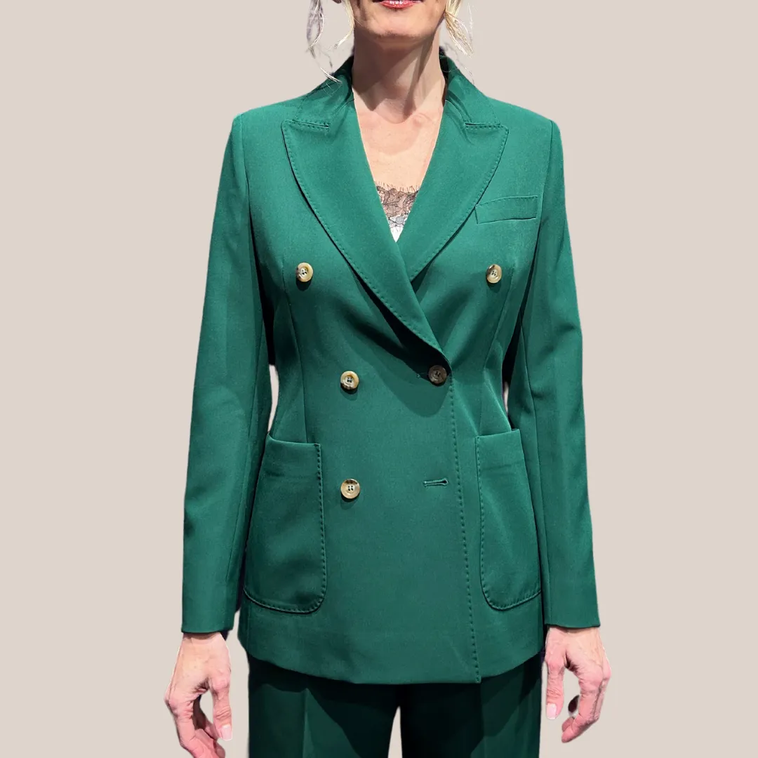 Techno Fabric Double Breasted Blazer - Green