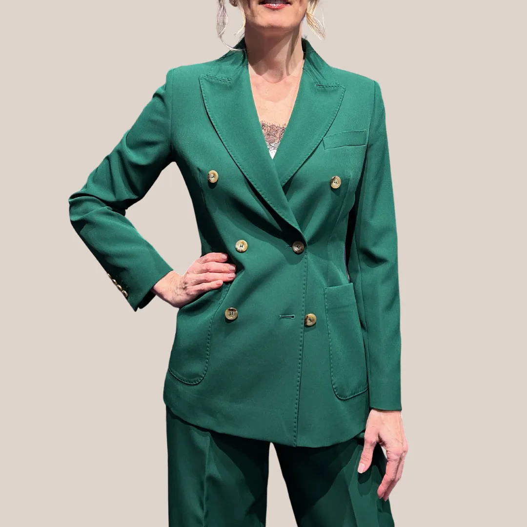 Techno Fabric Double Breasted Blazer - Green
