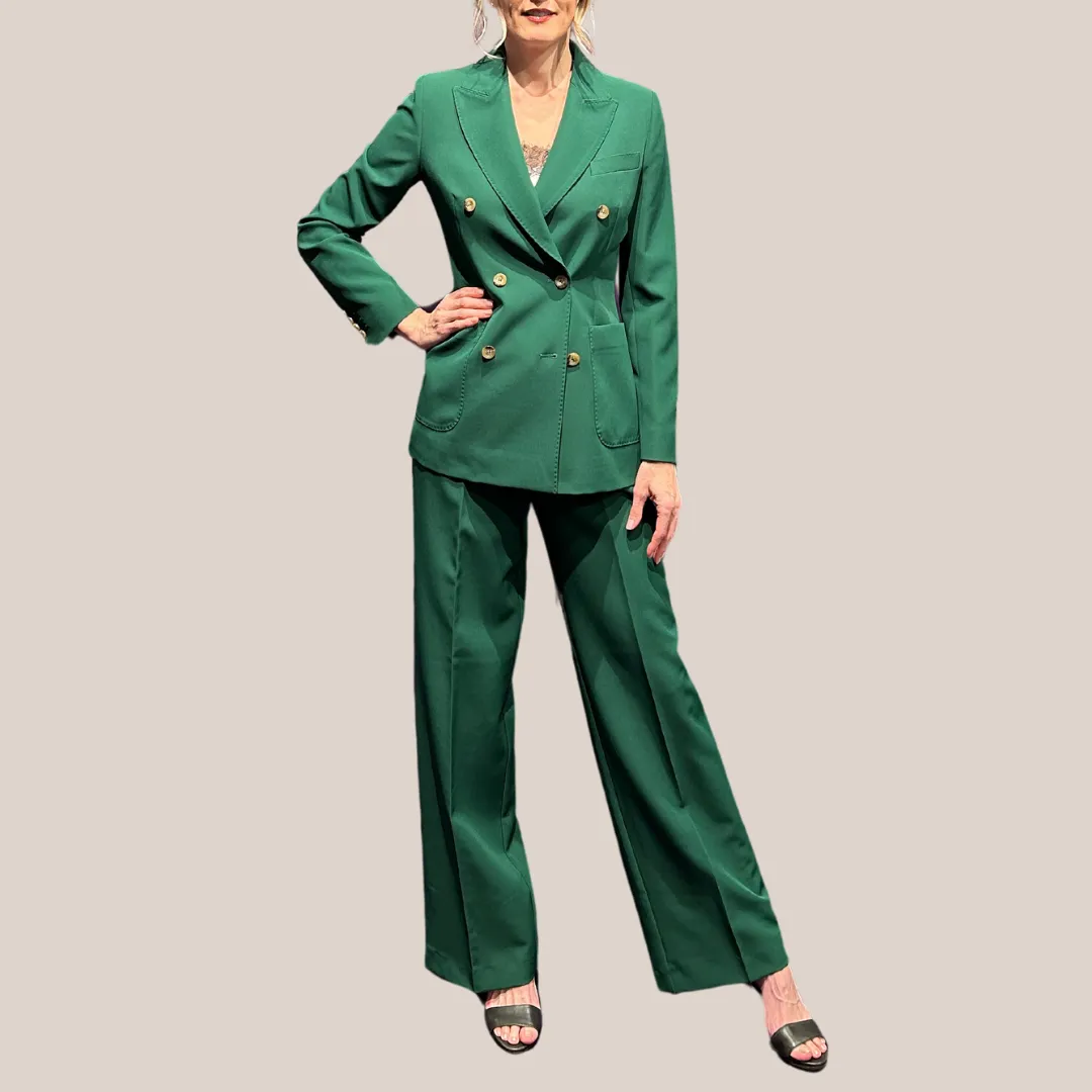 Techno Fabric Double Breasted Blazer - Green