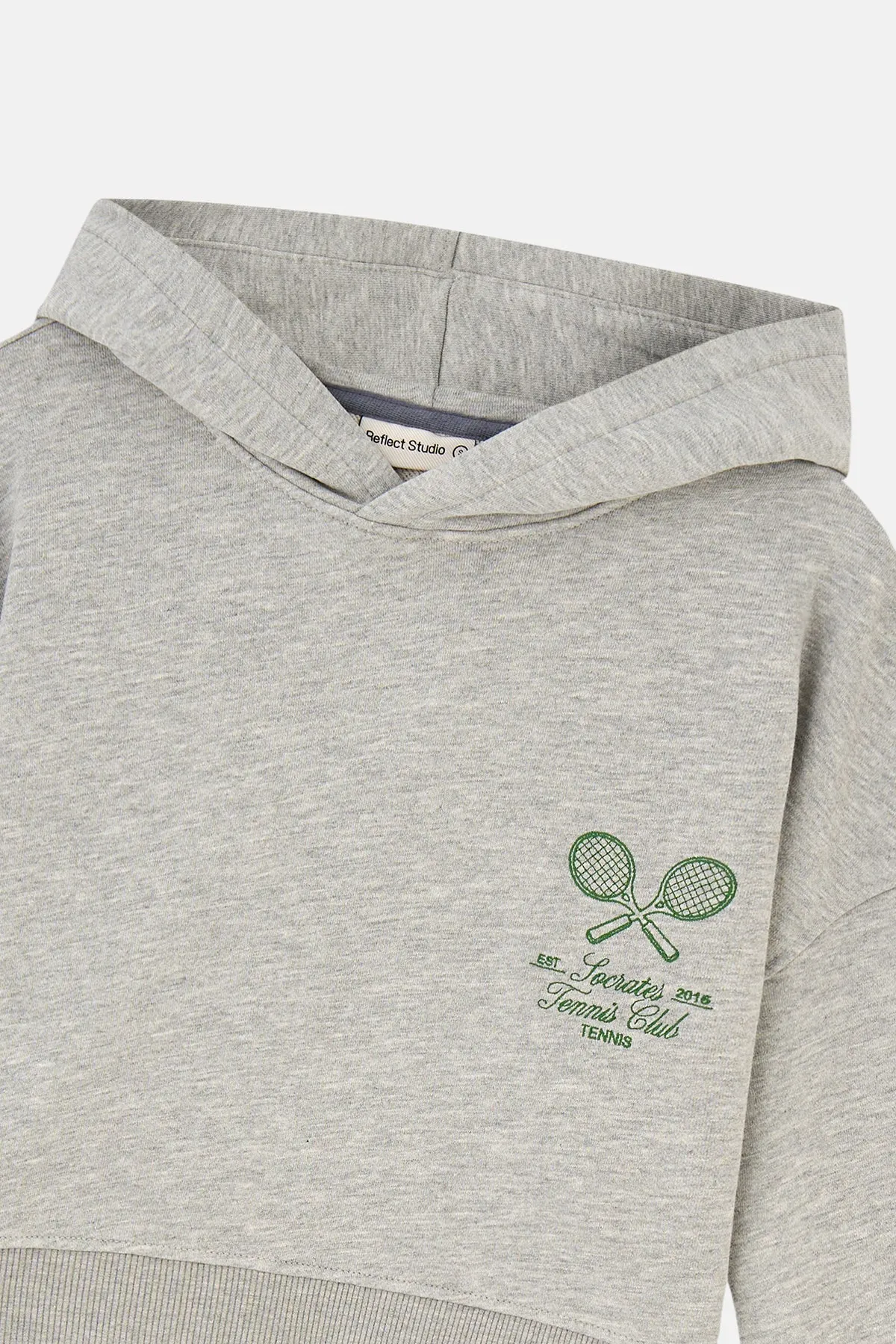 Tennis Club Crop Hoodie - Gri Melanj