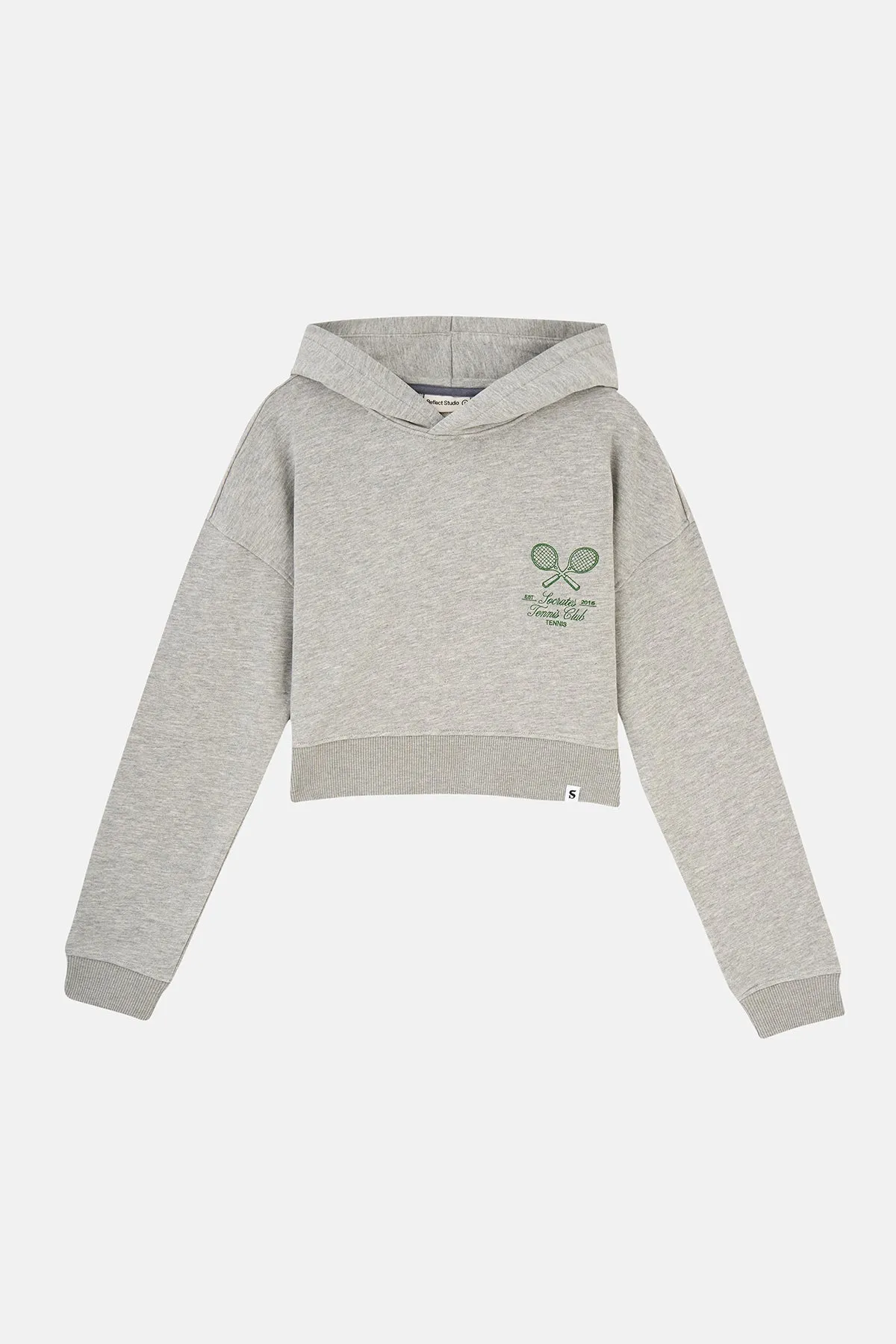 Tennis Club Crop Hoodie - Gri Melanj
