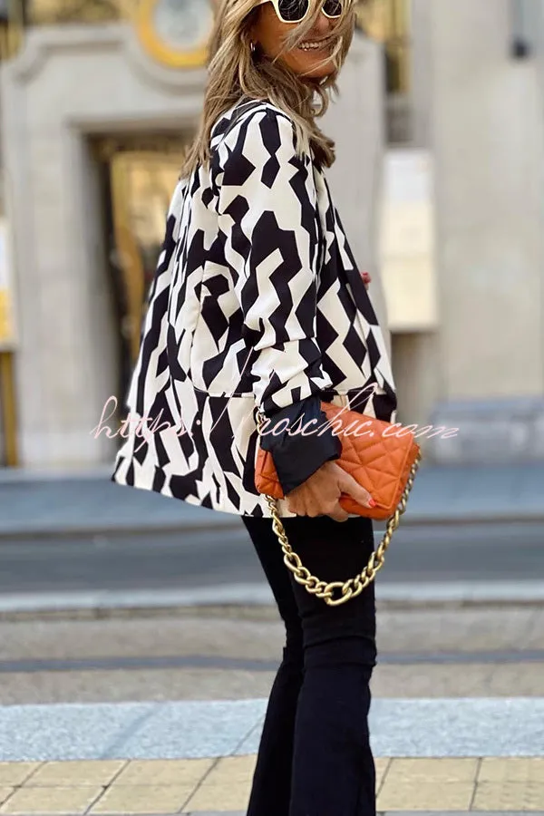 Uptown Girl Printed Pocketed Blazer