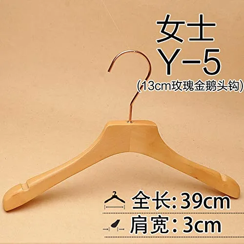 Xyijia Hanger (10Pcs/ Lot Wood Hanger Wood Color Men and Women Color Long Hook Wooden Clothes Support Clothing Store Rose Gold Hook